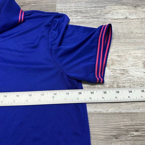 Ralph Lauren RLX Blue Pink Mens M Short Sleeve Performance Golfer Polo Shirt EUC - Picture 6 of 8